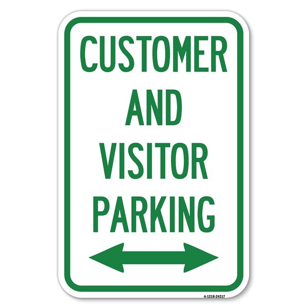 Customer and Visitor Parking Bidirectio Heavy-Gauge Aluminum Sign, 12" x 18", A-1218-24217